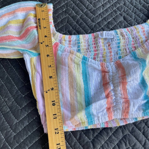 Tobi Crop Top Womens Size Extra Small Pastel Smocked Puff Sleeve Crop Top - Picture 11 of 11